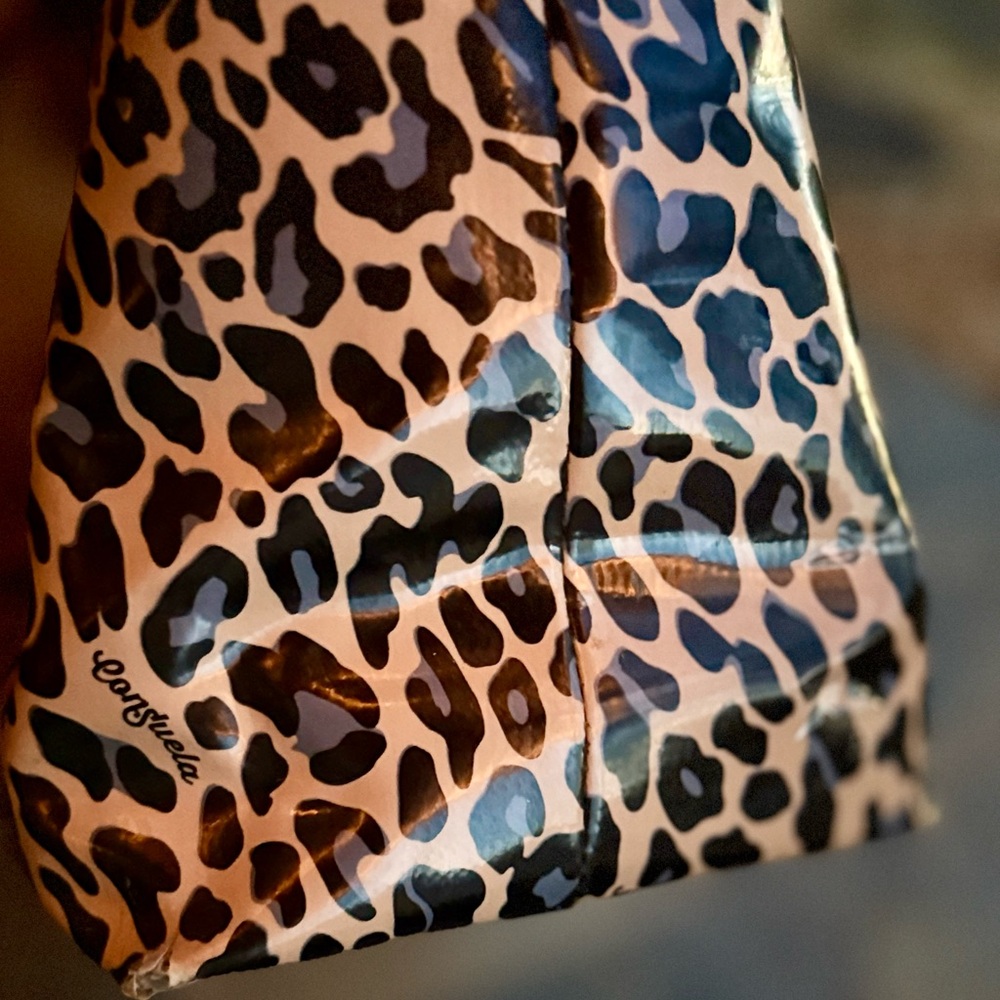 Consuela Blue Jag Zipper Tote | Leopard Print Travel & Beach Bag | Retired - Picture 13 of 17